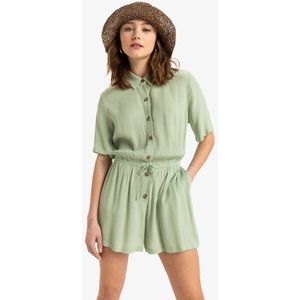 Onesie - Relaxed Fit - Gekreukte Viscosestof - Korte Mouwen - Elastische Tailleband