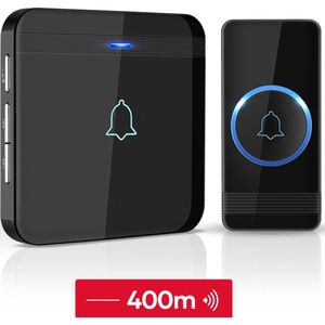 SAVS - Draadloze Deurbel - Zwart - Bereik 400 Meter - Waterdicht - 52 Melodieën