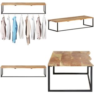 vidaXL Kapstok met schap 100x35x22 cm massief acaciahout - Kapstok - Kapstokken - Kapstok Met Plank - Kapstokken Met Planken