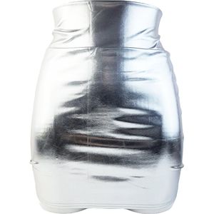 BamBella® - Rok - Maat L/XL - Shiny Glans Wetlook rokje Super shine metallic Glans ZilverkleurigLame