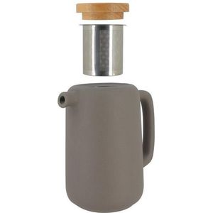 OGO  Aarden Theepot met Houten Deksel en rvs infuser - Grijs - 900ml