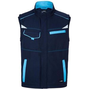 James and Nicholson Uniseks werkkleding Softshell Vest Level 2 (Marine / Turquoise)