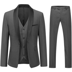 Allthemen Driedelig zakelijk pak - Formele Sjaalkraag - S