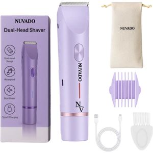 Nuvado Oplaadbare 2-in-1 Elektrische Bikinitrimmer Voor Vrouwen - Paars - Waterdichte IPX7 Scheerapparaat Voor Oksels - Benen En Armen - Reizen - Ladyshave voor Vrouwen - LadyGroomer - Inclusief Reiszakje