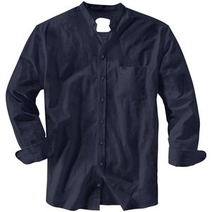VITTORINO - Donkerblauw - Overhemd - Opstaande Kraag - Linnenlook