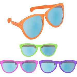 Relaxdays festivalbril - set van 12 - feestbril - gekleurde glazen - disco bril - groot