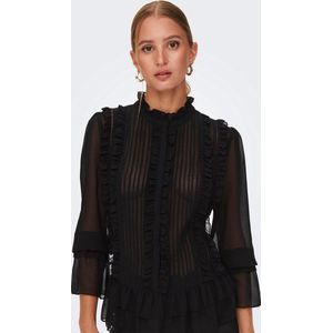 Only Blouse Onlvictoria L/s Frill Dnm Shirt 15191930 Black Dames Maat - W38