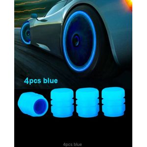Ventieldopjes lichtgevende met fluorescerend licht voor auto of motor band 4 stuks blauw