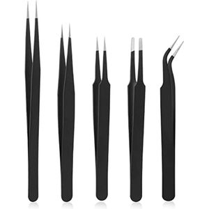 Mini Kraal Pincet - Premium Anti-Statische Roestvrij Stalen Gebogen Pincet Voor Sieraden Maken en Doe-Het-Zelf Projecten