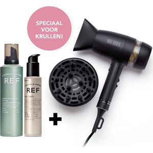 REF Stockholm & Hot Tools - Krullenset - Fiber Mousse + Curl Power + Krullen Föhn