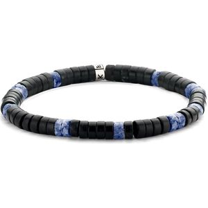 Frank 1967 7FB-0428 natuurstenen armband - stretch - zwart / donker blauw