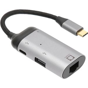 USB C Naar Ethernetadapter - RJ45/65W PD/USB2.0 Gigabit Ethernet 10/100/1000Mbps LAN-netwerkadapter - Pro Air 2019/2018/2017 - Snelle Verbinding .