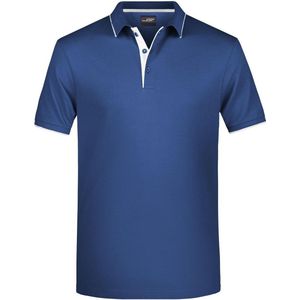 James and Nicholson Heren Polo Stripe Shirt (Marine / Wit)