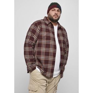 Urban Classics - Checked Campus Overhemd - M - Bordeaux rood/Creme