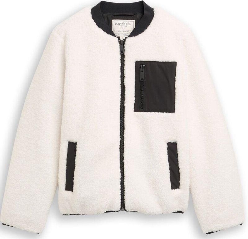 TOM TAILOR - Winterjas - Zwart/Wit - Bomberjack - Licht Gevoerd - Color-Blocking