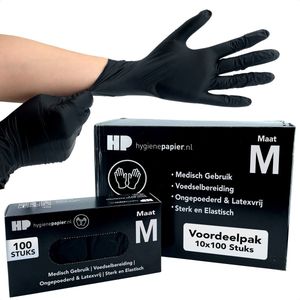 Bové 1000 st. Soft Nitril Handschoenen - Maat M - Latexvrij & Ongepoederd - Geschikt voor Medisch Gebruik en Voedselbereiding - Slijtvast & Elastisch - Zwart