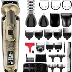 Equivera Baardtrimmer - 8-In-1 Multifunctionele Verzorgingsset- Haartrimmer - Draadloos - LED-Display - Diverse Opzetstukken