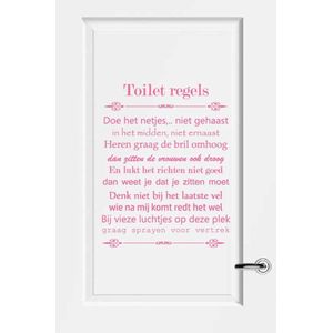 Toilet Regels - Roze - 60 x 76 cm - toilet raam en deur stickers - toilet