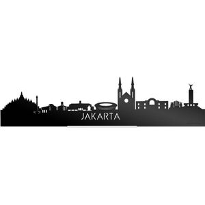 Standing Skyline Jakarta Zwart Glanzend - 60 cm - Woondecoratie design - Decoratie om neer te zetten en om op te hangen - Meer steden beschikbaar - Cadeau voor hem - Cadeau voor haar - Jubileum - Verjaardag - Housewarming - Interieur -
