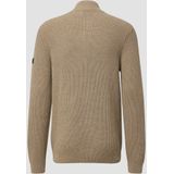 s.Oliver - Trui - Donkerbeige - Halve Rits - Lange Mouw