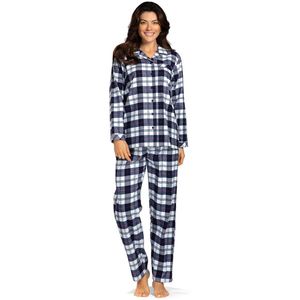 Flanellen doorknooppyjama Comtessa - Blauw - Maat - 38