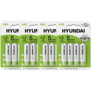 Hyundai Batteries - Oplaadbare AA batterijen - 2000mAh - 16 stuks
