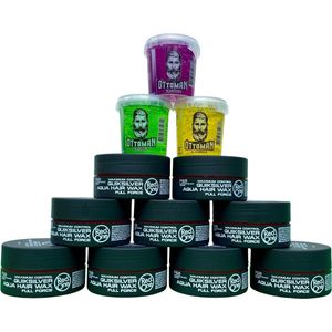 9-pack Voordeelbundel Red One Aqua Hair Wax Quicksilver Grijs 150ml + 3 stuks Topkwaliteit Ottoman Ultra Strong Hair Gel 150ml - RedOne - Extra voordelig - Haargel - Haarwax - Sterke Hold - Kapperskwaliteit
