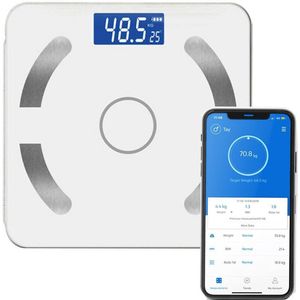 Slimme weegschaal - met lichaamsanalyse -  BMI & vetpercentage - wit