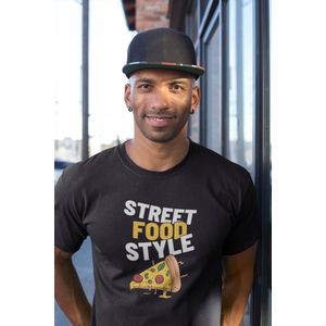 Shirt - Street food style - Wurban Wear | Grappig shirt | Dieet | Unisex tshirt | Fast food | Airfryer | Sport | Verwenpakket | Wit & Zwart