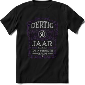 30 Jaar Legendarisch Gerijpt T-Shirt | Paars - Grijs | Grappig Verjaardag en Feest Cadeau Shirt | Dames - Heren - Unisex | Tshirt Kleding Kado | - Zwart - XL