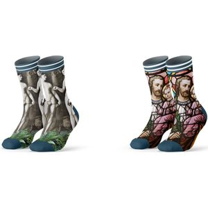 Sock My Feet geschenkdoos sokken heren 39 42 - cadeau voor man - duurzaam - naadloos - Religion Adam&Eve