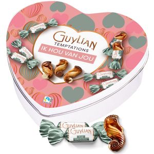 Guylian chocolade geschenkdoos hartje ""ik hou van jou"" - Temptations Original Praliné - melkchocolade met praliné - chocoladecadeau - liefdescadeau - 104.50g