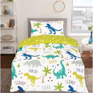Decoware® dekbedovertrek Dino's Roarsome - dinosaurus - katoen - eenpersoons - 140x220 + 60x70 cm