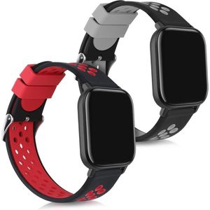 kwmobile 2x armband geschikt voor Huami Amazfit GTS / GTS 2 / GTS 2e / GTS 3 - Bandjes voor fitnesstracker in zwart / rood / zwart / grijs