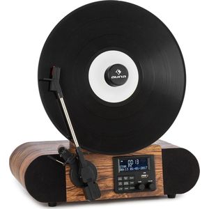 Verticalo SE DAB retro platenspeler DAB+ FM tuner USB BT AUX hout