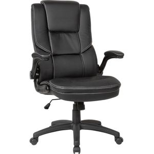 Rootz bureaustoel - Zwart kunstleer bureaudraaistoel - tot 120 kg - in hoogte verstelbaar ontwerp - bureaufauteuil met opvouwbare armleuningen en hoge rugleuning