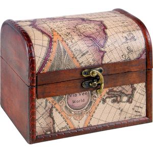 Brynnberg® Schatkist 16x12x12cm - Houten Koffer met Vintage Look - Piratenkist van Massief Bruin Hout - Boerenkist - Geldkist