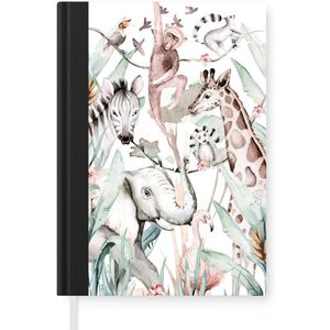 Notitieboek - Schrijfboek - Waterverf - Dieren - Jungle - Olifant - Jongens - Meisjes - Kinderen - Kids - Notitieboekje klein - A5 formaat - Schrijfblok