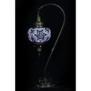 Turkse Lamp - Tafellamp - Boogmodel - Mozaïek Lamp - Marokkaanse Lamp - Oosters Lamp - ZENIQUE - Authentiek - Handgemaakt - Paars