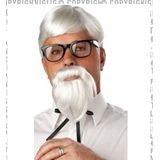 Widmann - Pruik, Kentucky Met Baard Colonel Sanders - Wit / Beige - Carnavalskleding - Verkleedkleding