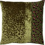 Dutch Decor BAILEY - Kussenhoes velvet 45x45 cm Chive - groen - panterprint - met rits