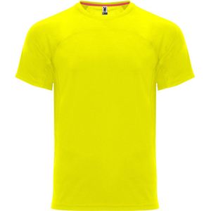 Fluor Geel unisex snel drogend Premium sportshirt korte mouwen 'Monaco' merk Roly maat S