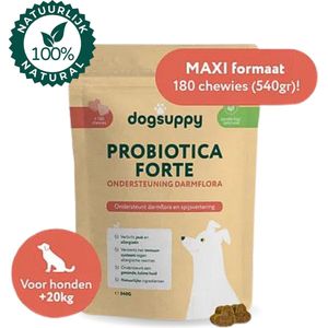 Grote rassen: Probiotica Forte snoepjes (ZONDER KIP/VLEES) | Ondersteunt Darmflora & Spijsvertering | 100% Natuurlijk | Hondensupplementen | Hondensnacks | 180 koekjes (maxi-pack)