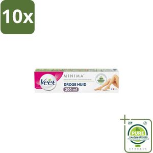 10 x Veet Ontharingscrème Minima Droge huid 200 ml - Grootverpakking - Ontharingscrème - Droge Huid - Veet Minima - Ontharing - Gladde Huid