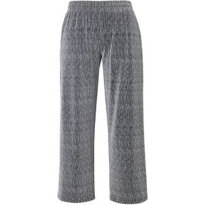 MIAMODA MIAMODA - Dames - Broek wijde pijpen glittereffect elastische tailleband - Zilver - Maat 52