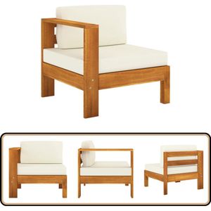 vidaXL Middenbank Acaciahout met Crèmewitte Kussens Middenbank - Tuinbank - Acacia Houten Bank - Lounge Set - Buitentijm
