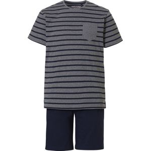 Pastunette For Men Shortama met Strepen Donkergrijs/Zwart