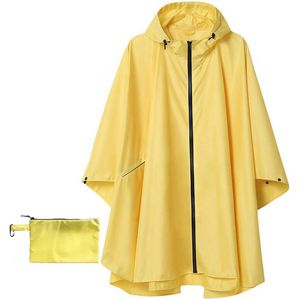 Poncho - Waterdichte Regenponcho - Onesize - Raincoat - Fietsponcho Fiets - Dames & Heren - Hood - Regenponcho Trekking - Waterdicht - Geel