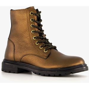Groot leren meisjes veterboots brons - Brons - Uitneembare zool - Maat 31