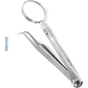 MEDLUXY® - Pincet met Vergrootglas (loep verstelbaar) - Gebogen / Gehoekt - Fijne punt - 13 cm (splinterpincet, hobby, beauty, sieraden)